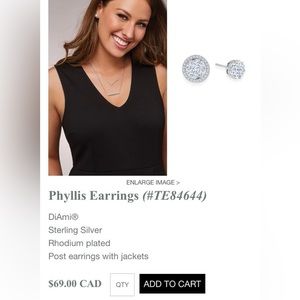 New Tocara Phyllis Retired Versatile Stud Earrings Sterling Silver Diami